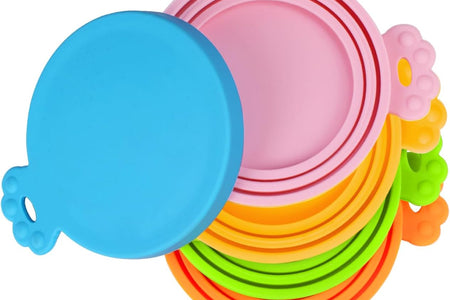 5 Pack Silicone Pet Can Cover Lids, Universal Size for Dog Cat Food, 1 Fit 3 Standard Size Can Tops, BPA Free Dishwasher Safe (Blue, Green, Orange, Pink, Yellow)